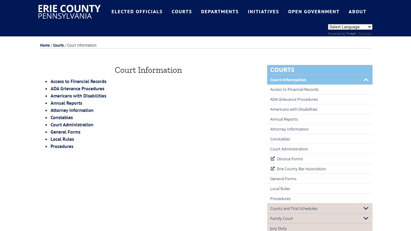 Court Information - Erie County, PA